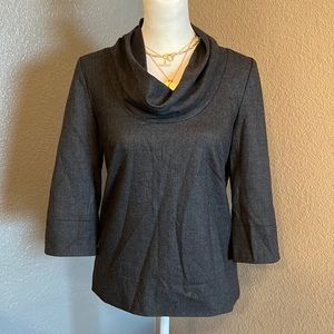JCREW - Size 2 - charcoal grey cowl neck top with zip up back.